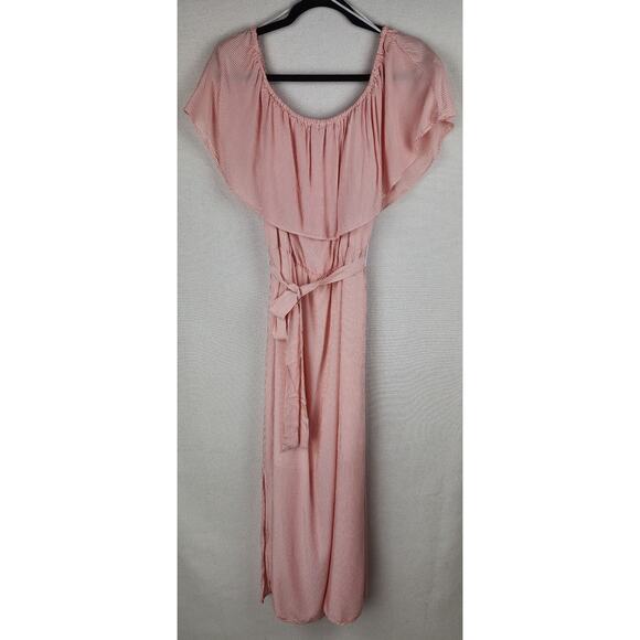 Vintage Simply Styled by Sears Women's 16 Striped belted maxi on or off shoulder - Picture 1 of 12
